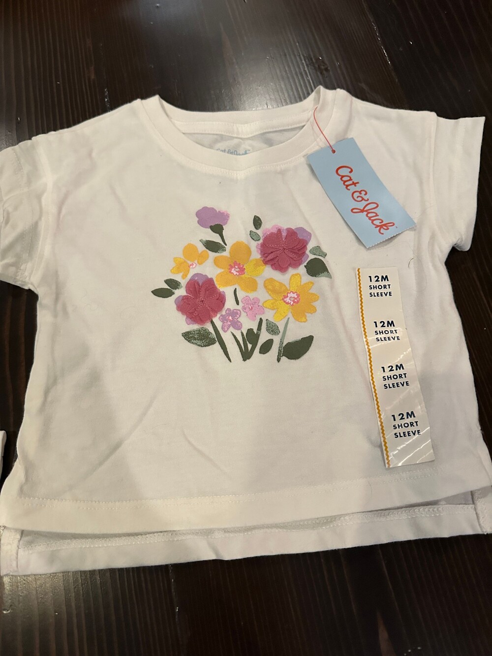 Cat & Jack 12M Toddler Short Sleeve Floral T-Shirt White